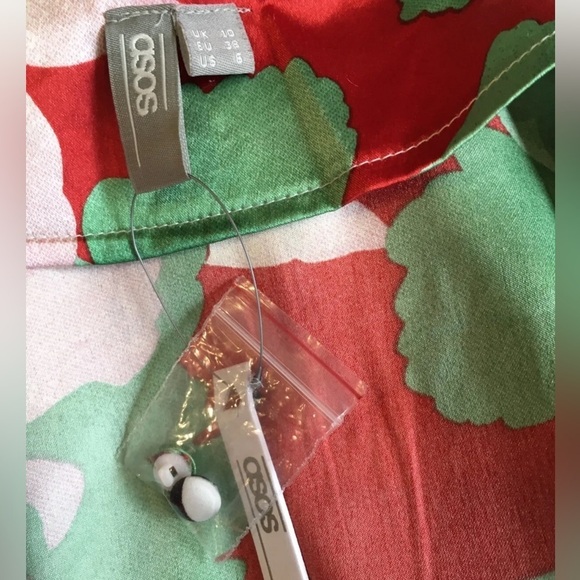 NWT Asos Womens Wrap Top Blouse Floral Zebra Long Sleeve V Neck Multi Size 6 - Picture 4 of 4